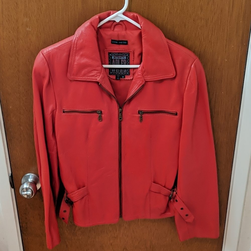 Red leather jacket